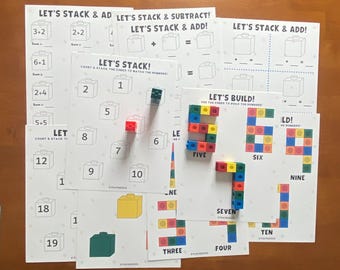 Snap Cubes Learning Mats Printable, Learning Binder, Busy Book, Quiet Book, Homeschool Binder, Montessori Math, Preschool and PreK Math
