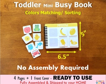 Mini Toddler Colors Busy Book, Fully Assembled, Learn the Colors, Color Sorting, Preschool Activity, PreK, Toddler Homeschool, Montessori