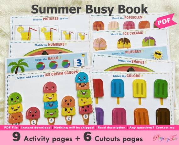 Summer Toddler Busy Book Printable Learning Binder Quiet