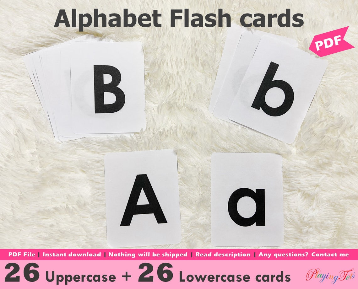 Alphabet Flash Cards Printable Uppercase and Lowercase | Etsy