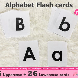 Alphabet-Schnellkarten zum Ausdrucken, Groß- und Kleinbuchstaben, erste Lernkarten für Kleinkinder, Vorschule, Hausschule, minimalistische Karten