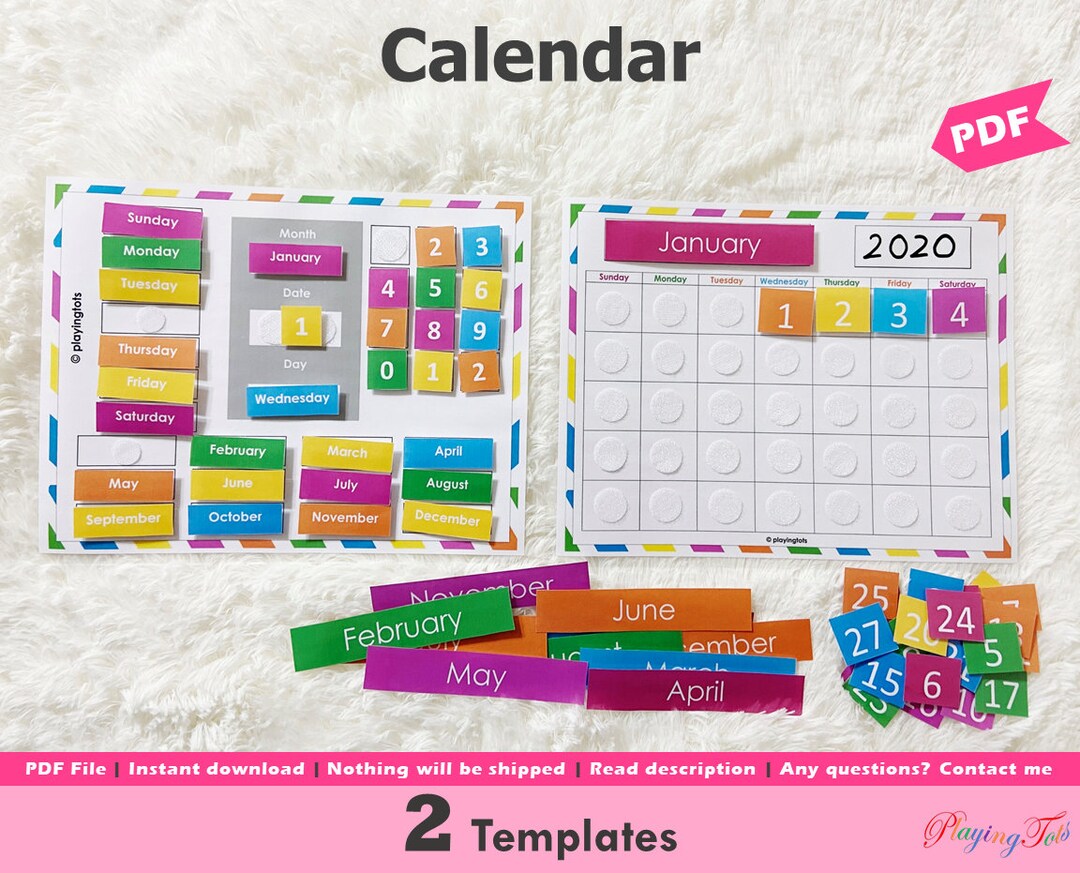 Daily and Monthly Calendar Activity Printable Learning - Etsy
