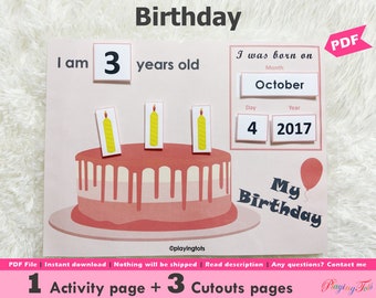 My Birthday Activity Page Printable, Toddler Busy Book Activity Page, Learning Binder, Add on page