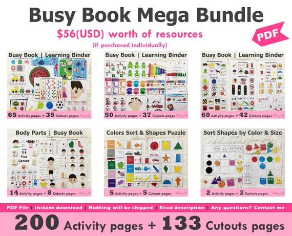 Toddler Busy Book Printable Mega Bundle Toddler Learning