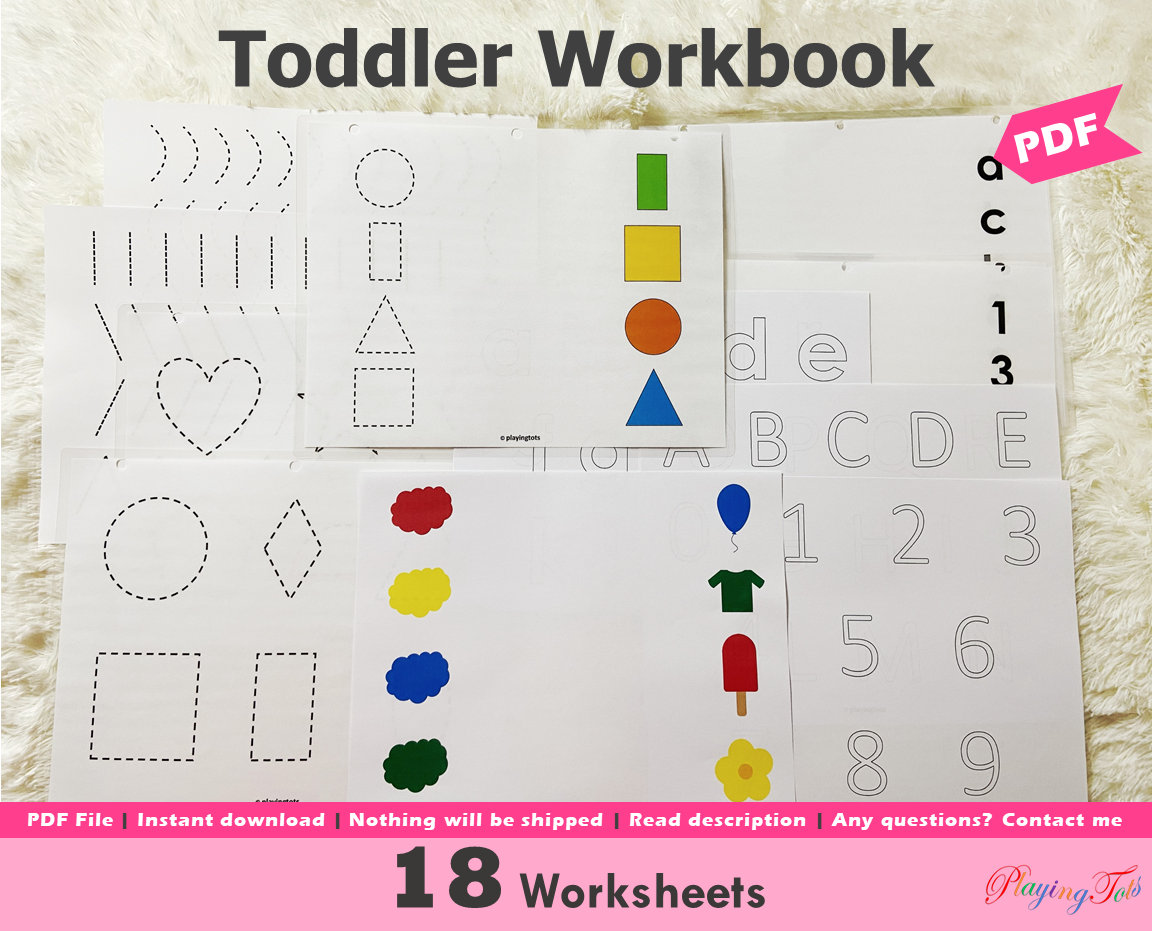Toddler First Workbook Printable Activity Book Lines and - Etsy