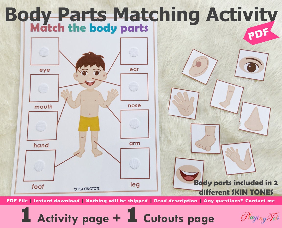 Body Parts Matching Activity Printable Toddler Busy Book Etsy Canada