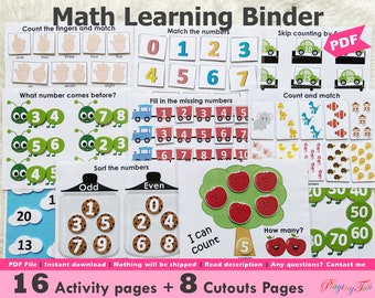 Math Preschool Learning Binder Printable, Numbers Busy Book, Quiet Book, Homeschool Binder, Math Busy Books, Preschool Math, Montessori Math