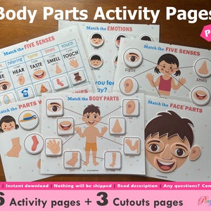 Body Parts Printable Pack for Toddlers, Toddler Busy Book, Learning Folder, Homeschool Materials, Busy Book Pages, Learning Binder