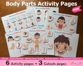 Body Parts Printable Pack for Toddlers, Toddler Busy Book, Learning Folder, Homeschool Materials, Busy Book Pages, Learning Binder