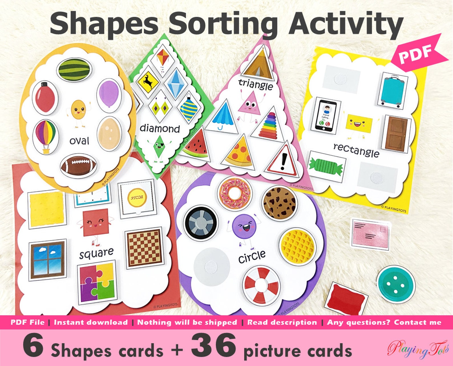 Shapes Pictures Sorting Activity Printable Sort by Shape Etsy