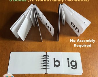 Words Flip Book, CVC Rhyming Words, Word Family Reading Practice, Phonics, Beginning Reader, Preschool, PreK, Kindergarten, Reading Fluency
