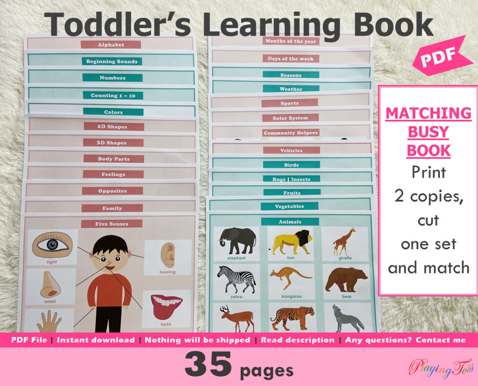 Toddler Learning Book Printable Matching Busy Book First - Etsy