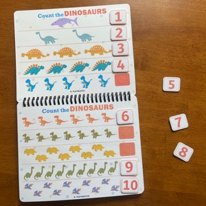 Dinosaur Busy Book, Fully Assembled, Toddler Learning Binder, Fun Quiet Book, Homeschool Binder, Toddler Activity Book, Toddler Worksheet image 7