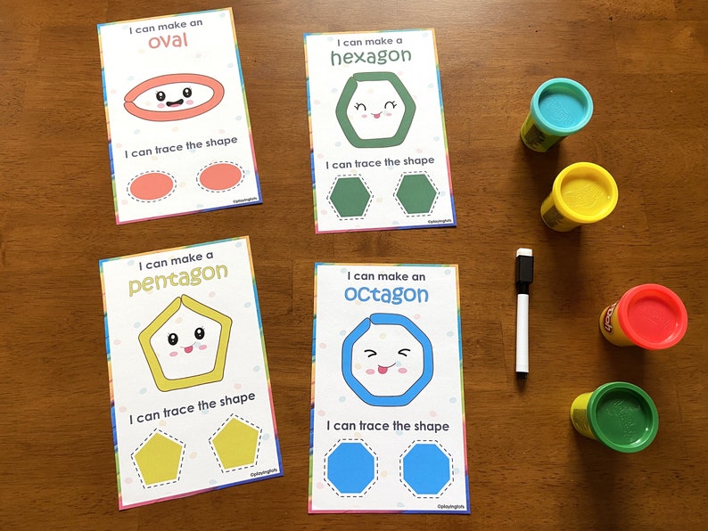 Shapes PlayDoh Cards Printable, Play Dough Activity, Toddlers, Preschool Printables, PreK, Homeschool, 2D Geometric Shape, Montessori image 6