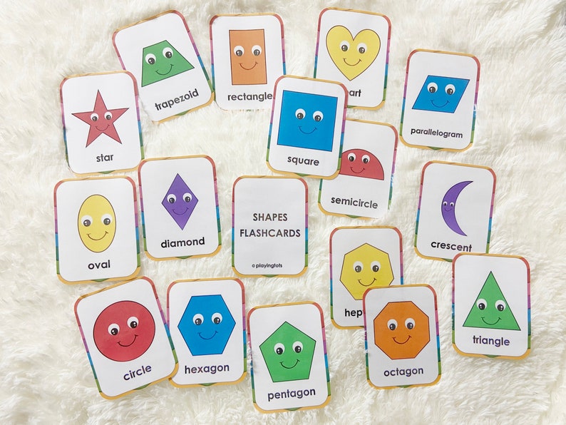 2D Shapes Flashcards Printable Shape Flash Card For Babies Etsy