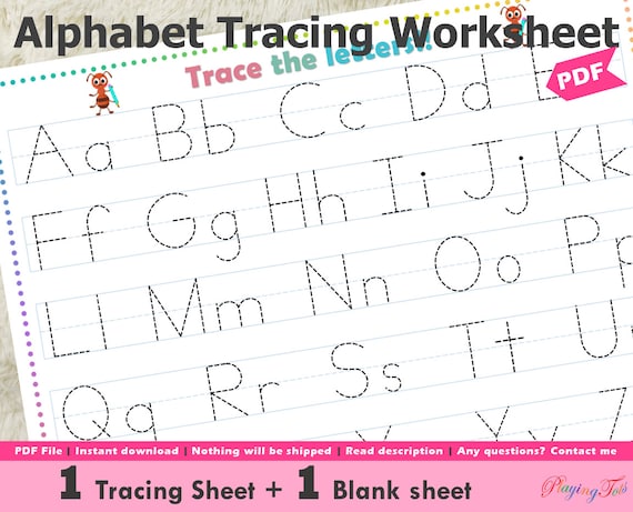 alphabet tracing printable letters tracing worksheets etsy ireland