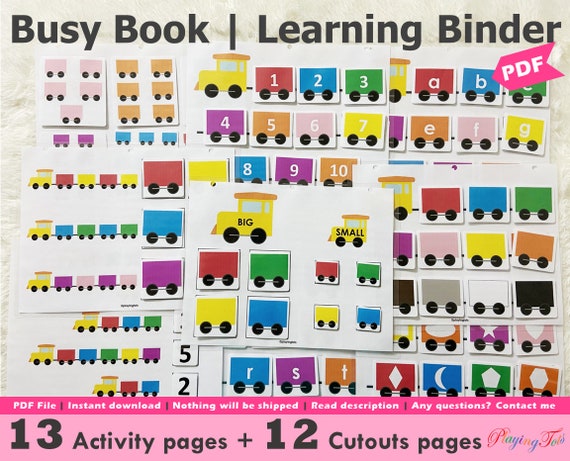 toddler busy book printable train quiet book learning etsy