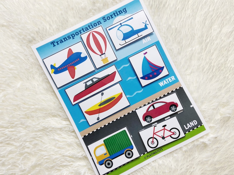 Land Air Water Transportation Sorting Activity Printable, Toddler Busy Book, Learning Binder, Toddler Worksheets, Preschool Activity, PreK image 6
