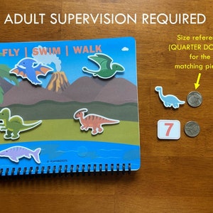 Dinosaur Busy Book, Fully Assembled, Toddler Learning Binder, Fun Quiet Book, Homeschool Binder, Toddler Activity Book, Toddler Worksheet image 10