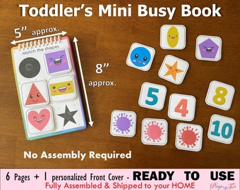 Toddler Mini Busy Book VOL2, Fully Assembled, First Learning Binder, Fun Quiet Book, Homeschool, Toddler Activity Book, Matching Worksheet