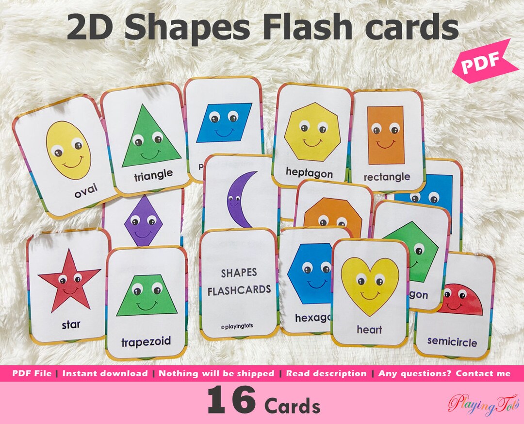 2D Shapes Flashcards Printable, Shape Flash Card for Babies &amp; Kids ...