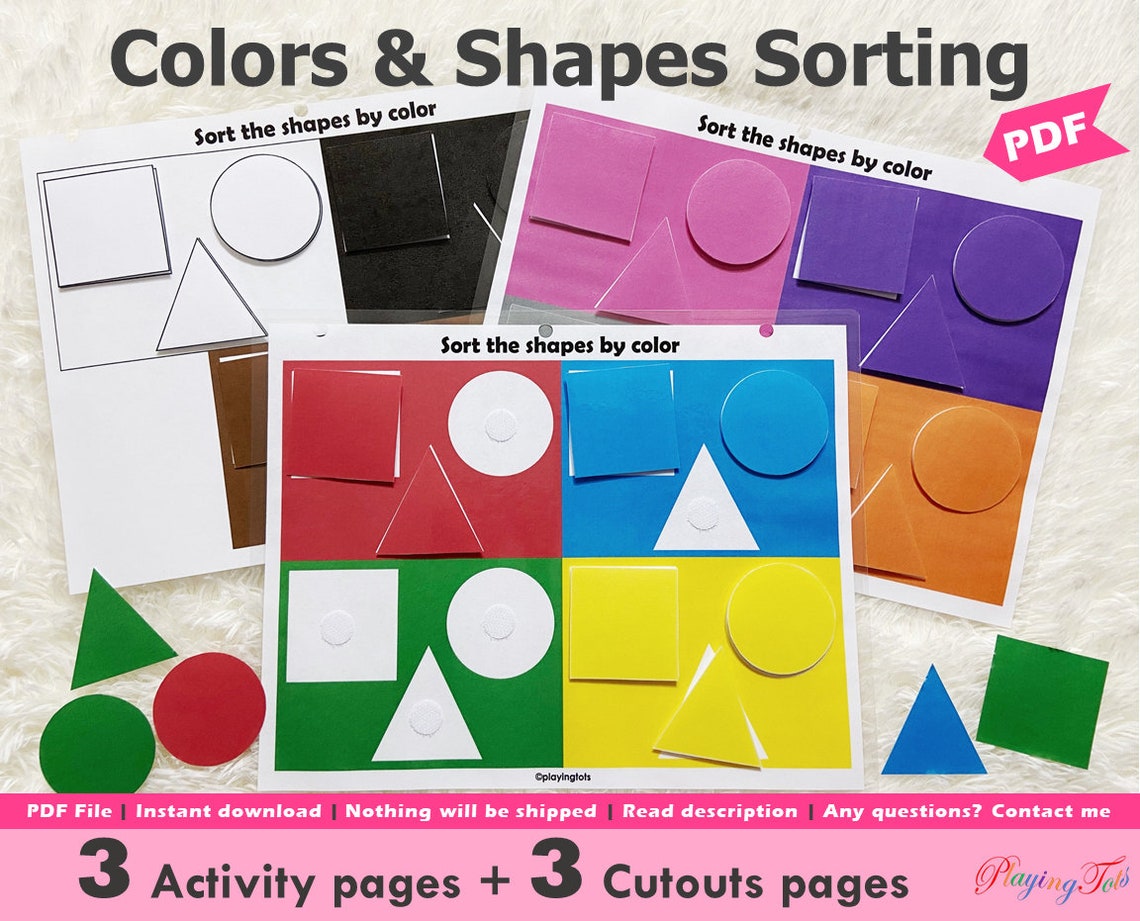 Colors and Shapes Sorting Activity Printable Toddler Busy - Etsy