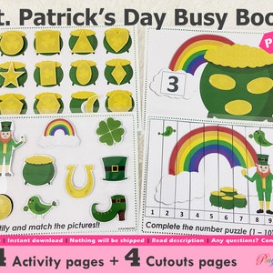 St Patricks Day Busy Book Printable for Toddlers, Quiet Book, Busy Books Activity Pages, Learning binder