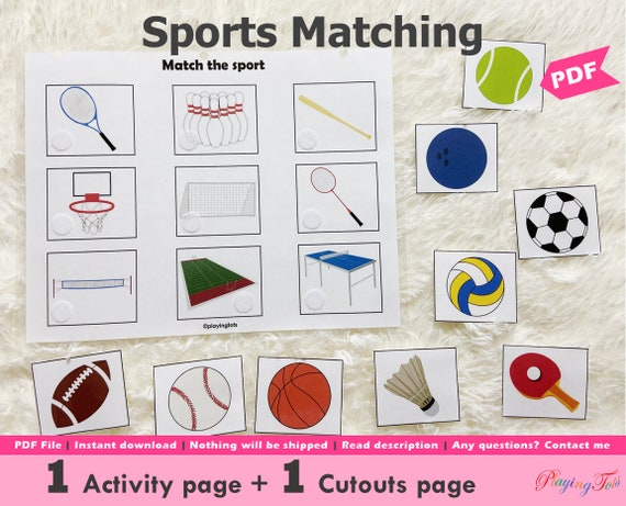 Sports Matching Activity Printable Toddler Busy Book Pages - Etsy
