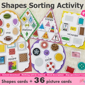 Shapes Pictures Sorting Activity Printable Sort by Shape | Etsy