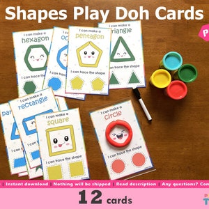 Shapes PlayDoh Cards Printable, Play Dough Activity, Toddlers, Preschool Printables, PreK, Homeschool, 2D Geometric Shape, Montessori image 1