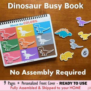 Dinosaur Busy Book, Fully Assembled, Toddler Learning Binder, Fun Quiet Book, Homeschool Binder, Toddler Activity Book, Toddler Worksheet image 1