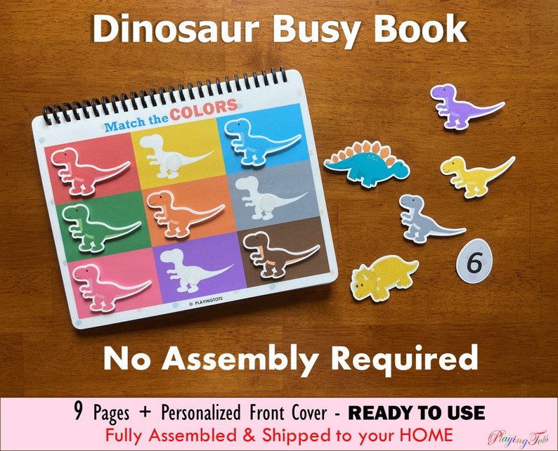 Dinosaur Busy Book, Fully Assembled, Toddler Learning Binder, Fun Quiet Book, Homeschool Binder, Toddler Activity Book, Toddler Worksheet image 1