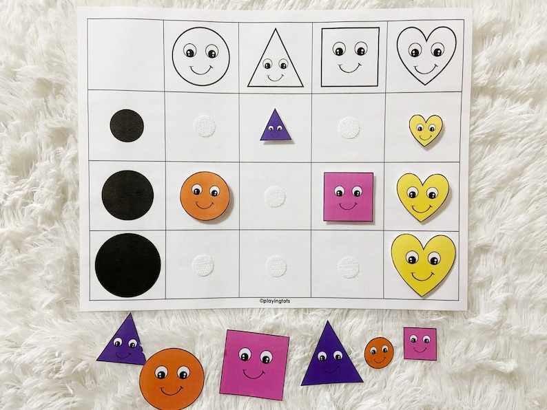 Colors Sorting and Size Sorting Activity Printable Shapes | Etsy