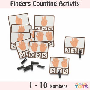 Fingers Counting and Clip Cards Printable, Busy Bag Activities, Task Box, Busy Box, Quiet Time, Toddler, Preschool, Pre-k Math, Homeschool