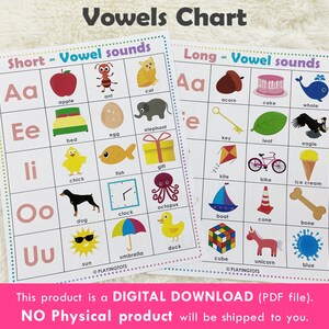 Vowel Chart Printable, Vowel Sounds PDF, Short and Long Vowels Sorting ...