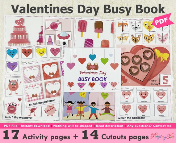 Valentines Day Busy Book Printable Toddler Learning Binder