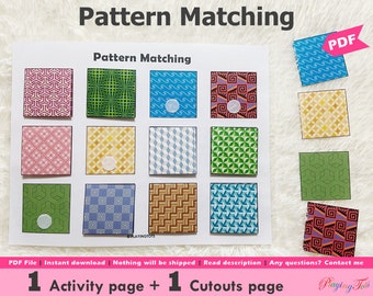 Patterns Matching Activity Printable, Visual Discrimination, Toddler Busy Book Pages, Toddler Learning Folder, Learning Binder