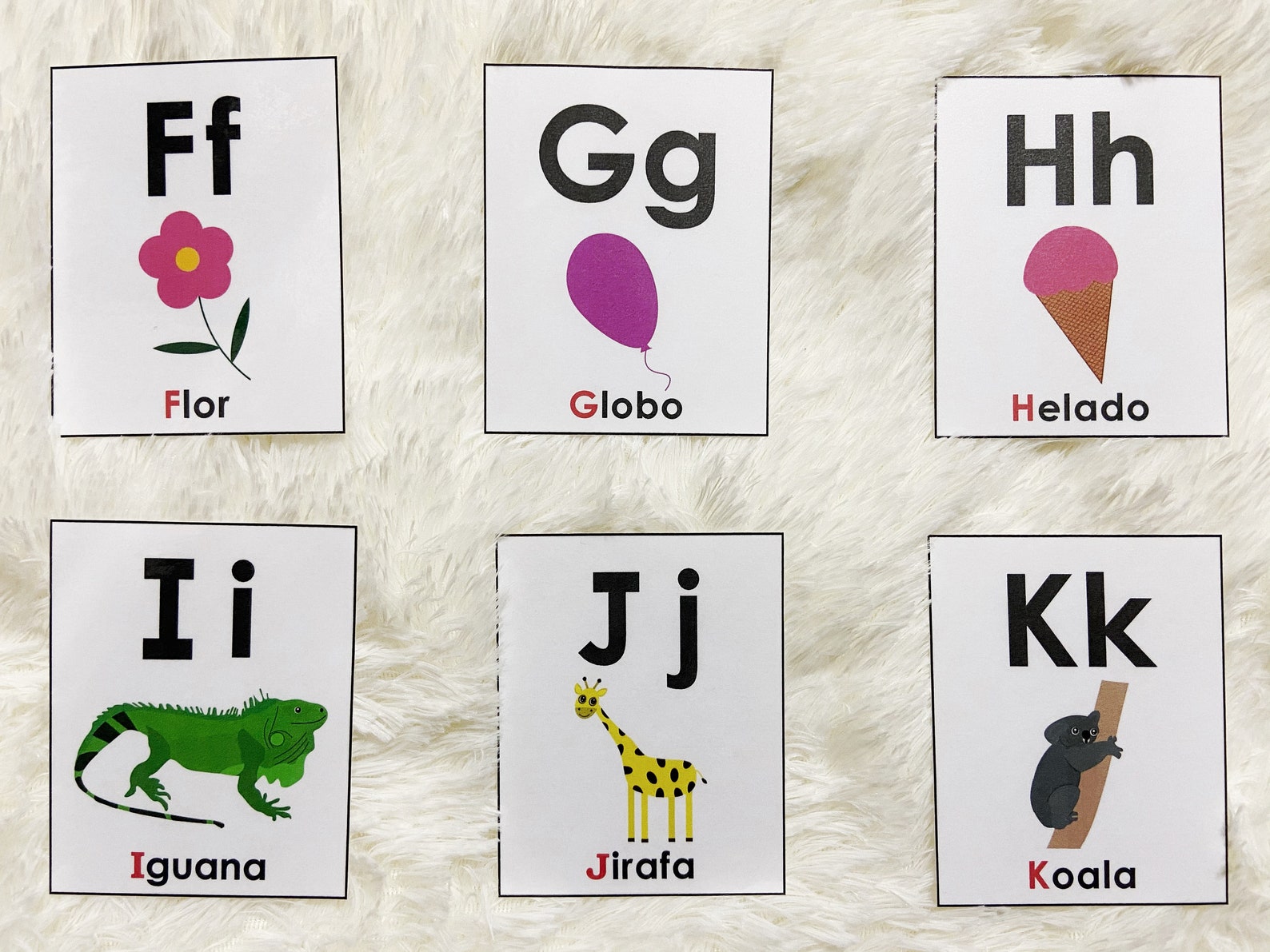 Spanish Alphabet Flash Cards Printable Alphabet Picture Etsy