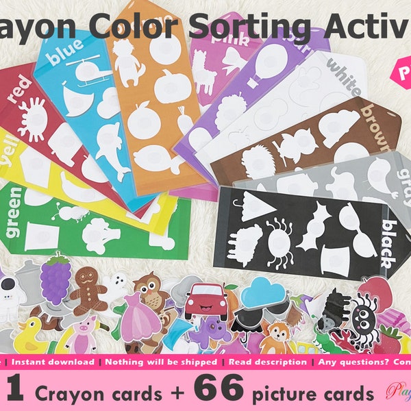 Colors Matching Printable, Sort by Color, Toddler Learning Wall Activity, Montessori Color Matching game, Color Sorting for Toddlers