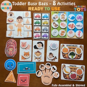 Toddler Busy Bags, Grab and Go Travel Zip Bags, Fully Assembled, Travel toys, Quiet time Activity, Preschool, Montessori, Busy Box
