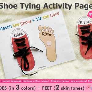 Tie your shoes Activity Printable, Tie shoe laces, Busy Book Activity Pages, Montessori Resource, Shoe Tying Practice, Fine Motor Skills