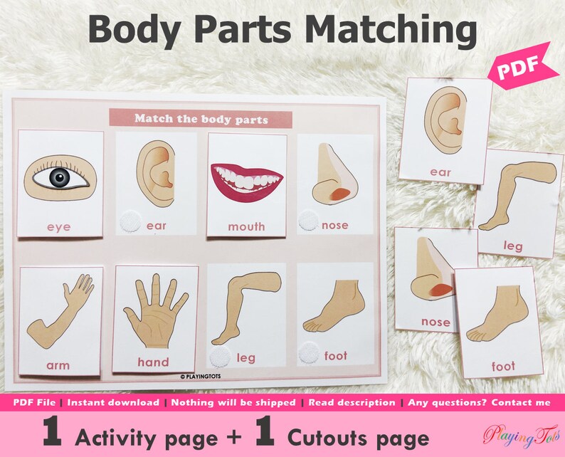 Body Parts Matching Activity Printable Toddler Busy Book Etsy Ireland
