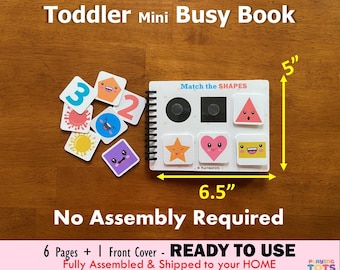 Toddler Mini Busy Book VOL2, Fully Assembled, First Learning Binder, Fun Quiet Book, Homeschool, Toddler Activity Book, Matching Worksheet