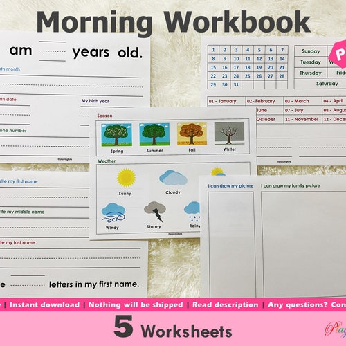 Calendar Printable Morning Circle Time Activity Binder Etsy
