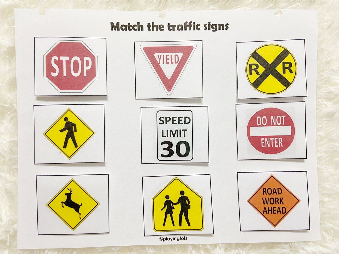 Road Traffic Signs Matching Activity Printable for Toddlers - Etsy.de
