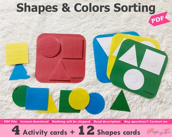 Shapes and Color Sorting Activity Printable, Shapes and Colors Recognition, Toddler Busy Bag Activity, Task Box