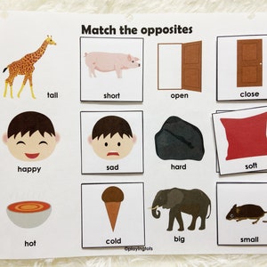 Opposites Matching Activity Printable for Toddlers and Preschoolers ...