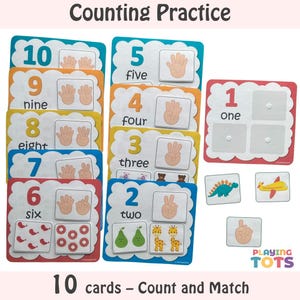 Counting Practice Activity Printable, Learn to count, Preschool Math, Count and Match, Montessori Math, Busy Bag Activity, Homeschool Math
