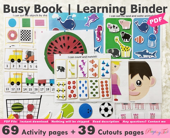 Busy Book Printable Pack for Toddlers, Toddler Learning Folder, Quiet Book