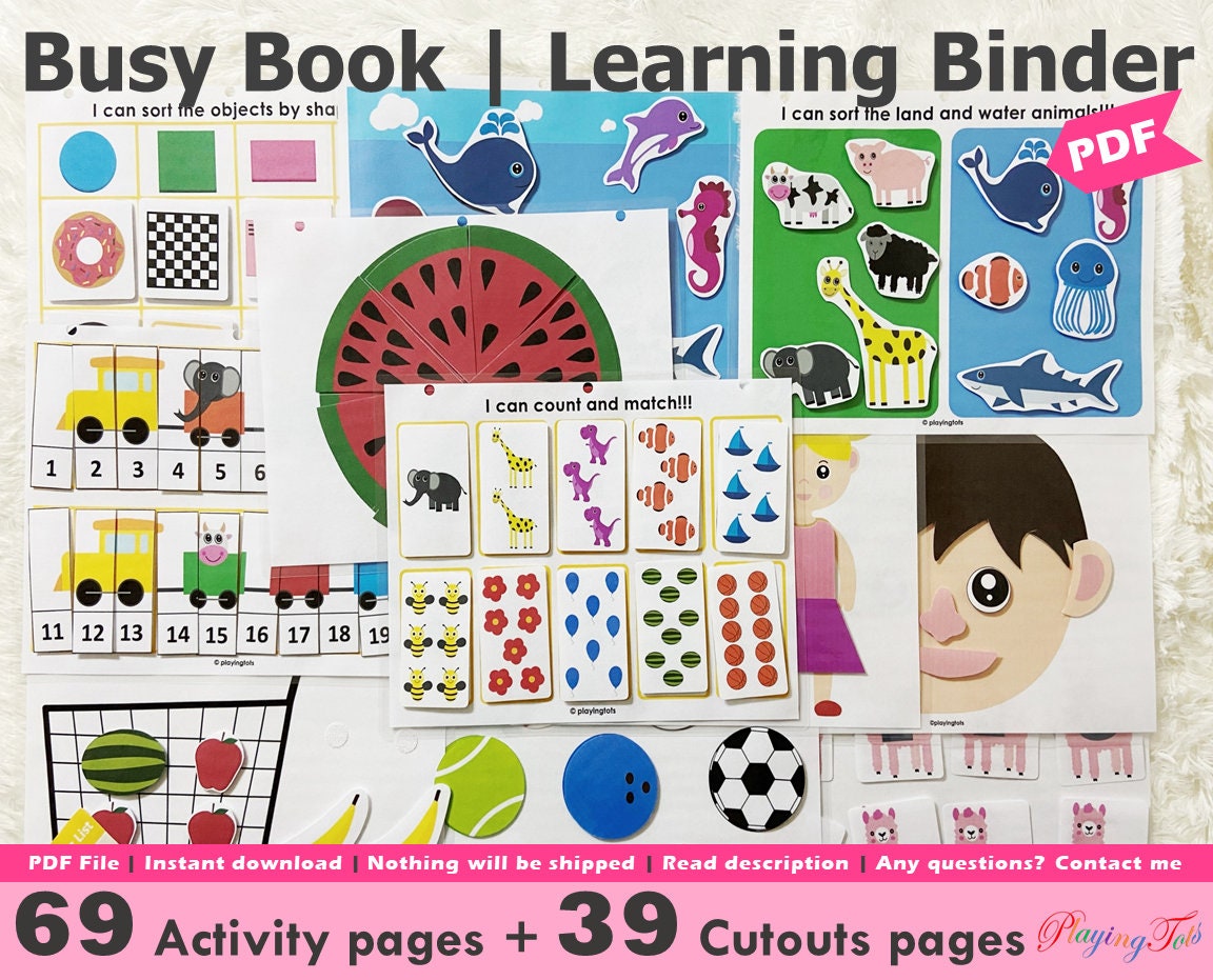 Toddler Busy Book Printable Learning Folder Quiet Book - Etsy